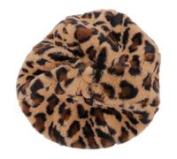 VALICLUD Plush Beret Hat for Women Leopard Print Retro Cap Soft Warm Fashion British Style Small Beret Breathable Sunshade Autumn Winter