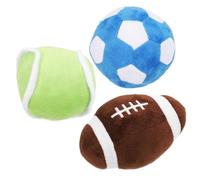 VALICLUD Plush Pet Chew Balls 3PCS Set - Mini Soccer, Football Practice Balls for Small Dogs and Cats Interactive Soft Training