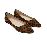 VALICLUD Pointed Toe Leopard Print Ballet Flats Women Slip On Comfortable Breathable Low Heel Shoes for Party Work