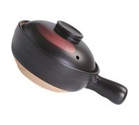 VALICLUD Portable Clay Stew Pot Black Earthenware Casserole with Handle for Gas Stove Great for Outdoor Stews and Rice Cooking
