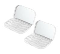 VALICLUD Portable False Eyelash Storage Box 2pcs Set with Magnetic Closure, 3d Synthetic Fiber Eyelash Organizer Case for Travel and Makeup Accessories, White