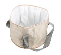 VALICLUD Portable Folding Foot Soaking Basin Bucket Small Beige, Outdoor Travel Foot Bath Water Pouch with Insulated Aluminum Film for Home Spa and Camping