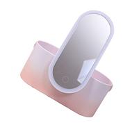 VALICLUD Portable Makeup Organizer Case with LED Lighted Rotatable Mirror Abs Cosmetic Storage Box for Lipstick Skincare and Jewelry Desktop Vanity Organizer for Tidy Dressing Table