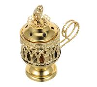 VALICLUD Portable Small Charcoal Incense Burner with Handle and Removable Lid, Iron Metal Traditional Arabic Style for Home Decor and Aromatherapy in Living Rooms