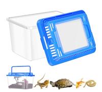 VALICLUD Portable Turtle Tank with Lid Blue Plastic Multifunctional Pet Aquarium Tank Reptile Carrier for Travel and Pet Breeding