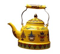 VALICLUD Practical Enamel Tea Serving Pot with Handle Decorative Small Yellow Teapot for Home and Office Efficient Heat-Conductive Kettle for Brewing and Boiling Water
