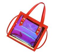 VALICLUD PU Leather Crossbody Bag Women Jelly Handbag with Sequined Single Shoulder Strap Red Fashion Mobile Phone Bag Large Capacity Zipper Closure Safe and Stylish