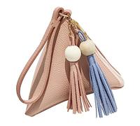 VALICLUD PU Textured Pattern Triangular Key Case Handbag Mini Zipper Wallet Handle Clutch Purse