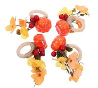 VALICLUD Pumpkin Fall Rings or Decoration for Halloween Napkin 4pcs Table Set and Autumn Creative Cloth and Wood Material Serviette Buckles Centrepieces Centrepiece Party