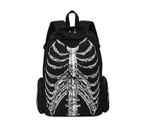 VALICLUD Punk Style Shoulder Bag 1pc Laptop Backpack College Bookbag Skeleton Print Students Backpack Canvas Rucksack Laptop Shoulder Bag Canvas Casual Daypack Halloween Punk Man White