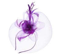 VALICLUD Purple Mesh Fascinator Hair Headband with Plume Feather Small Hat Shape, Comfortable and Lightweight, Elegant Vintage Headpiece for Occasions and Wedding Hair Accessories