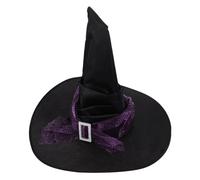 VALICLUD Purple Spider Web Mesh Halloween Witch Hat for Women Large Brim Pointed Cap with Ruched Design Lightweight Comfortable Reusable Costume Accessory for Masquerade Party and Cosplay