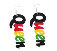 VALICLUD Queen Earrings African Style Wooden Round Printed Dangling Jewelry for Women Festival Party Casual and Formal Wear