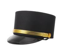 VALICLUD Railroad Engineer Costume Hat for Adults, Black Train Driver Conductor Cap, Railway Staff Uniform Headwear for Cosplay, Parades, and Themed Events