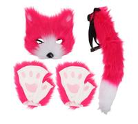 VALICLUD Realistic Fox Costume Set with Mask Tail and Gloves Soft Breathable Materials for Comfortable Wear Lightweight and Portable for Halloween Carnival Parties and Cosplay Events