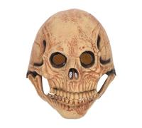 VALICLUD Realistic Horror Skull Mask with Movable Jaw Latex Full Head Skeleton Helmet for Halloween Cosplay Fit Bone Headpiece for Scary Zombie Party Adult Unisex