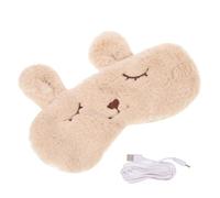 VALICLUD Rechargeable USB Heated Eye Cartoon Design for Home Travel Temperature Warm Compress Eye Pad Soothing Steam Cover for Tired Beige Bear