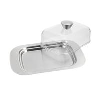 VALICLUD Rectangular Stainless Steel Butter Dish with Lid and Pp Cover, Elegant and Practical Cheese Storage Box for Long-time Use in Kitchen and Dining