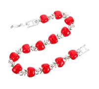 VALICLUD Red Apples Charm Bracelet Women Decorative Bracelet Creative Fruit Drip Oil Silver Alloy Cute Charm Wristband for Girls Daily Wear