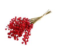 VALICLUD Red Berries Artificial Fruit Berry Branch with Holly Leaves for Christmas Tree Decor DIY Holiday Wreath Craft Vibrant Red Faux Floral Arrangement Indoor Decoration