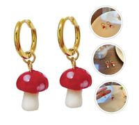 VALICLUD Red Mushroom Dangle Earrings for Cute Tiny Hoop Huggie Drop Jewelry Fashion Charm Accessory for Nature Style Lovers Gift for Birthday and Holidays