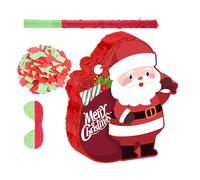 VALICLUD Red Santa Pinata with Stick Blindfold Confetti Sturdy Mexican Paper Pinata for Christmas Party Game Favor Family Office Classroom Holiday Fun Decor