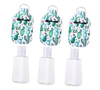 VALICLUD Refillable 30ml Hand Soap Bottle Set with Cactus Print Covers, Portable Empty Lotion Dispenser for Travel and Daily Use, 6pcs Protective Hand Bottles with Keychain