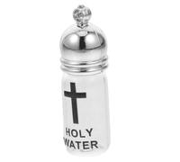 VALICLUD Refillable Holy Water Bottle with Cross Motif Glass Baptism Vessel for Christian Rituals and Easter Celebrations Medium with Silver Acrylic Cap Sacred Church Supplies for Home