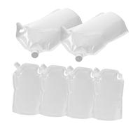 VALICLUD Refillable Travel Pouches for Shampoo and Makeup, 6pcs 1l Milk-white Squeeze Bottles with Spout, Portable Fluid Packing Bags for Toiletries and Cosmetics on The Go