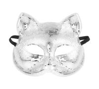 VALICLUD Reflective Cat Face for Women Sparkling Disco Ball Costume Accessory Comfortable Fit Animal Eye Mask for Parties Cosplay Halloween and Stage Performances