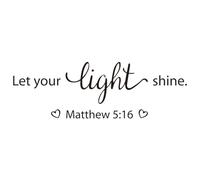 VALICLUD Removable Wall Sticker with Motivational Quotes Black PVC Adhesive Wall Decals Christian Home Decor to Inspire and Let Your Light Shine
