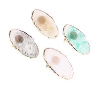 VALICLUD Resin Marble Nail Art Pallet and Polish Mixing Tray 4pcs Set with Agate Green, White, Black Colors for Manicure Diy Nail Art Accessories