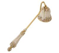 VALICLUD Retro Candle Snuffer Vintage Flame Snuffer Bell Candlesnuffer with Short Handle, Zinc Alloy and Resin, Beige, for Snuffing out Flames in Relaxing Evenings and Christmas Party