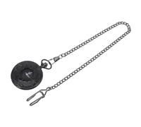 VALICLUD Retro Classic Pocket Watch Dual Display Roman Arabic Numerals Dial Black Face Gold Lettering Steampunk Style Thick Chain