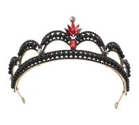 VALICLUD Retro Crown Baroque Black and Red Vintage Bridal Headband Luxurious Princess Crown Adult for Wedding Hair Accessories Rhinestone Tiara Headwear for Parties Cosplay