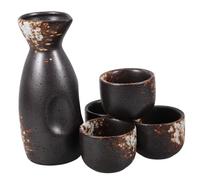 VALICLUD Retro Japanese Sake Set Ceramic Pot and Cups Snowflake White Small Traditional Reusable Drinkware for Home Bar Restaurant Entertainment