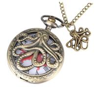 VALICLUD Retro Octopus Antique Pocket Watch with Chain Vintage Metal Hanging Ornament for Costume Jewelry Party Favor Fathers Day Present