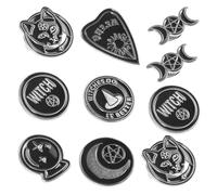VALICLUD Retro Punk Brooch Set 10pcs Black Alloy Mixed Style Badge Witches Hat Coffin Witch Book Enamel Pins Clothes Accessories DIY Brooch for Bags Backpacks Scarves Creative Black Series