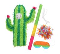 VALICLUD Reusable Cactus Pinata Party Decoration with Pull String and Candies, Interactive Fun Paper Piñata for Birthday and Halloween Party Supplies Random Color