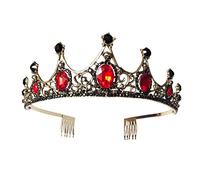 VALICLUD Rhinestone Bridal Crown Headband Tiara Wedding Headwear Hair Accessories Antique Gold and Red Comb Crystal Bride Headband for Women Prom Photography Props