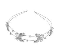 VALICLUD Rhinestone Butterflies Headband for Women Double Layered Crystal Wedding Hair Accessories Elegant Bridal Headdress for Brides and Bridesmaids