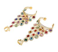 VALICLUD Rhinestone Hand Chain Bracelet for Women Beaded Belly Dancing Accessory with Ergonomic Fit Sparkling Ethnic Jewelry for Dance Performance and Daily Wear