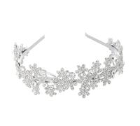 VALICLUD Rhinestone Headpiece Vintage Style Hair Band for Women Glamorous Party Accessory Silver Floral Embellished Headdress