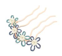 VALICLUD Rhinestone Pearl Flower Hair Pin Alloy Wedding Hair Accessory for Brides French Style Blue