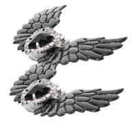 VALICLUD Rhinestone Shoe Buckles Heart-shaped Clips for Boots Gothic Wing Design Alloy and Fabric Material Elegant Shoe Charms for Party Wedding and Daily Wear Black Decorative Accessories