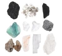 VALICLUD Rock and Mineral Collection Kit, 10pcs Geology Specimens Set with Display Box, Irregular Stone Ornaments Educational Science Teaching Prop for Elementary School Geography