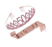 VALICLUD Rose Gold Birthday Party Crown Sash Decor Elegant Party Etiquette Belt for Celebration Birthday Decoration Suit