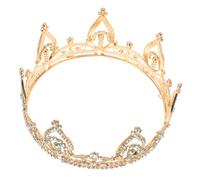 VALICLUD Round Rhinestone Bridal Crown Tiaras for Women Elegant Princess Headband Hair Accessory with Dazzling Crystal for Wedding Birthday Prom Masquerade Festival Decoration