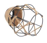 VALICLUD Rustic Iron Wire Lampshade with Jute Rope, Large Metal Cage Hanging Lamp Shade for Ceiling Light Decor, Industrial Style Pendant Lamp Cover for Living Room and Hotel