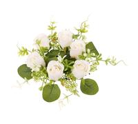 VALICLUD Rustic Silk Flower Candle Ring Wreath for Pillars Artificial Rose Centerpiece for Wedding Birthday Party Table Decorations Floral Accent